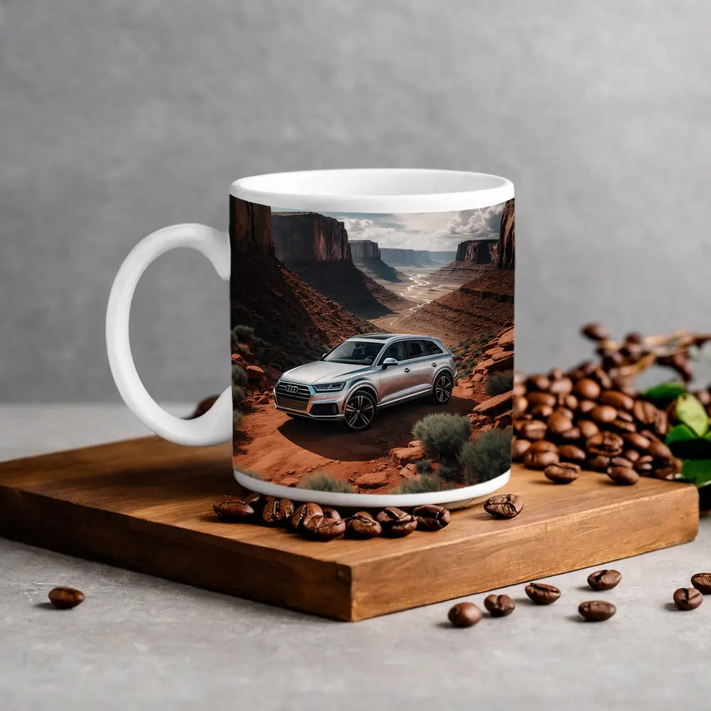 Audi Q7 Silver SUV Red Canyon Desert – Mugs