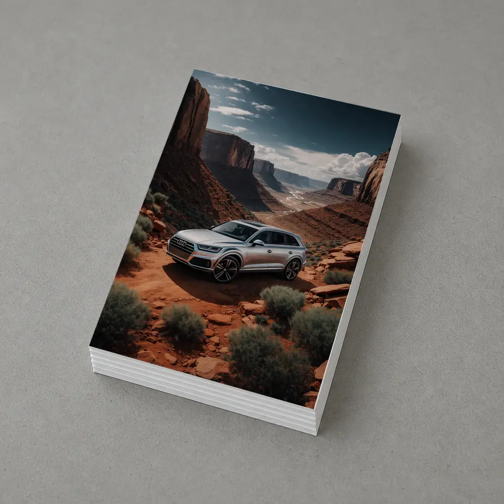 Audi Q7 Silver SUV Red Canyon Desert – Postcards