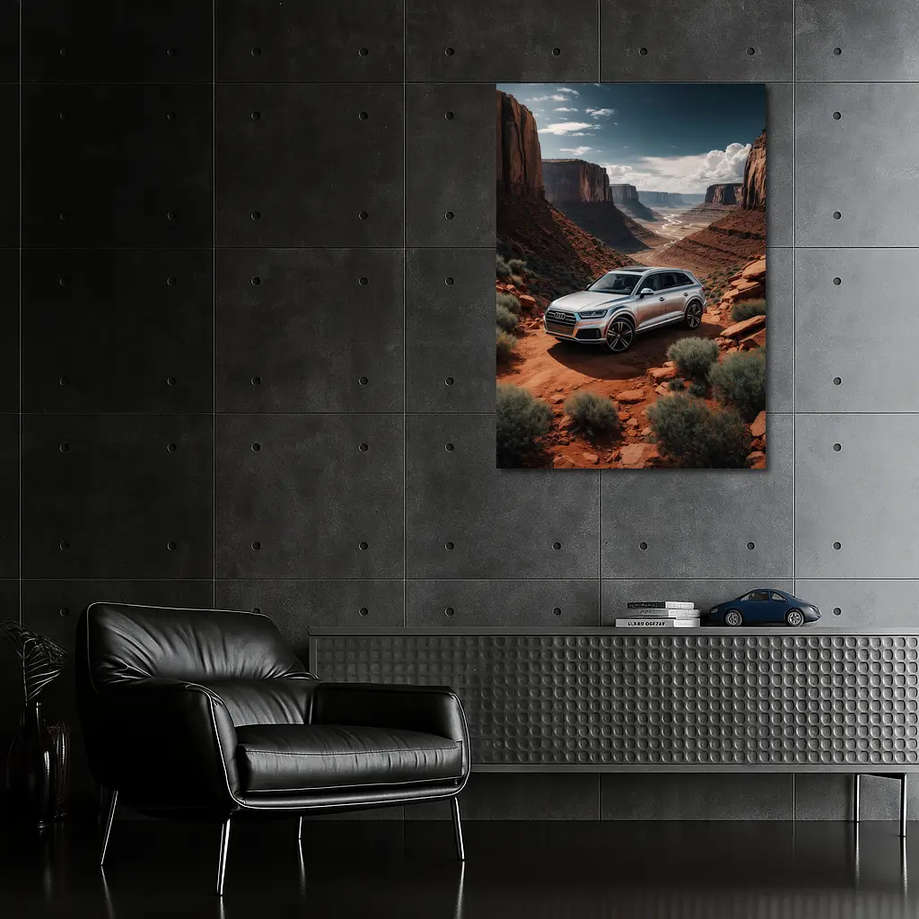 Audi Q7 Silver SUV Red Canyon Desert – Wall Art