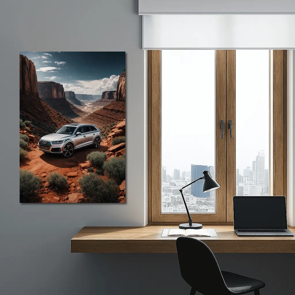 Audi Q7 Silver SUV Red Canyon Desert – Wall Art
