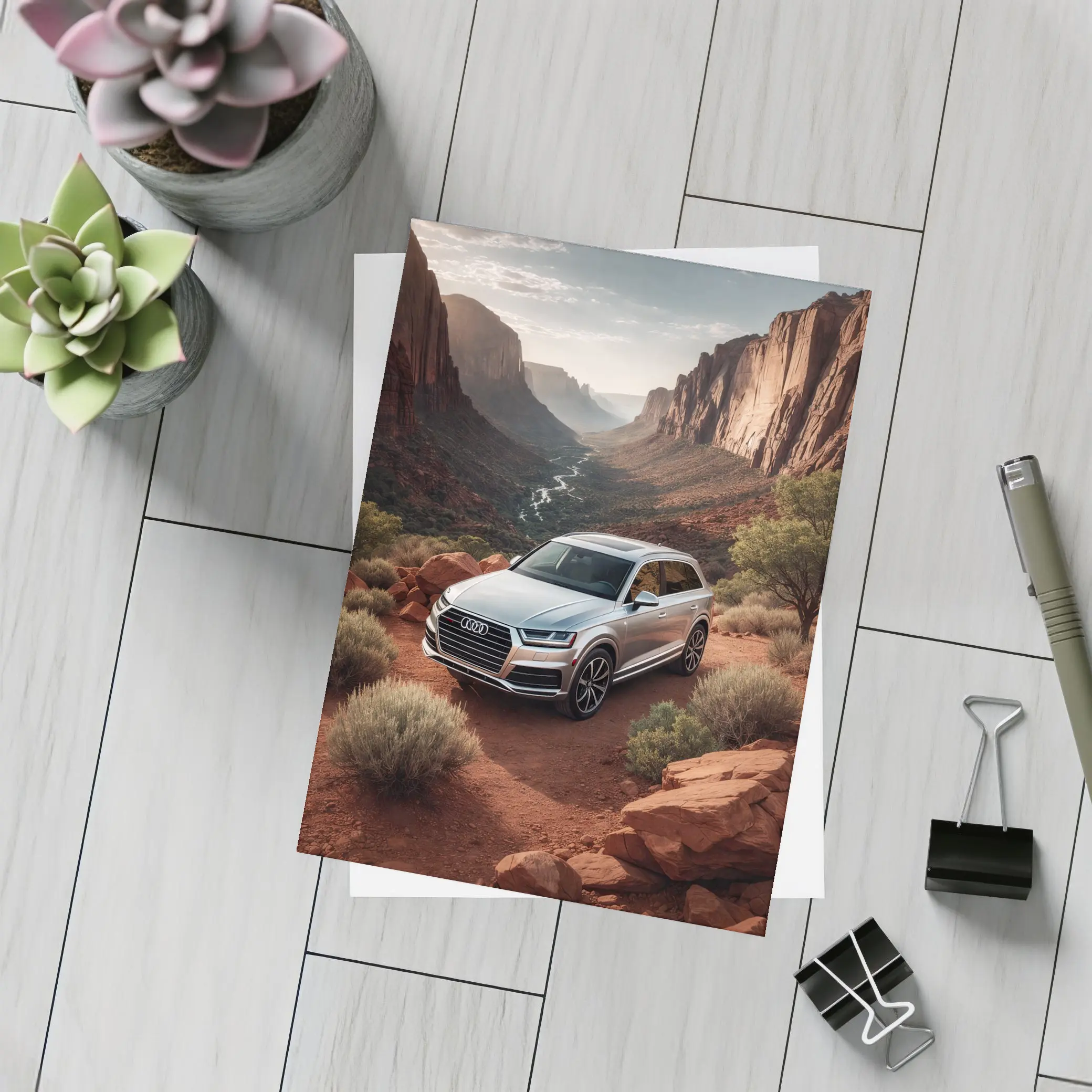 Audi Q7 Silver SUV Red Canyon – Postcards
