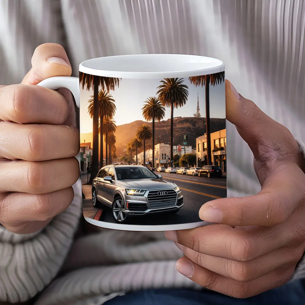 Audi Q7 Silver SUV Los Angeles Sunset – Mugs