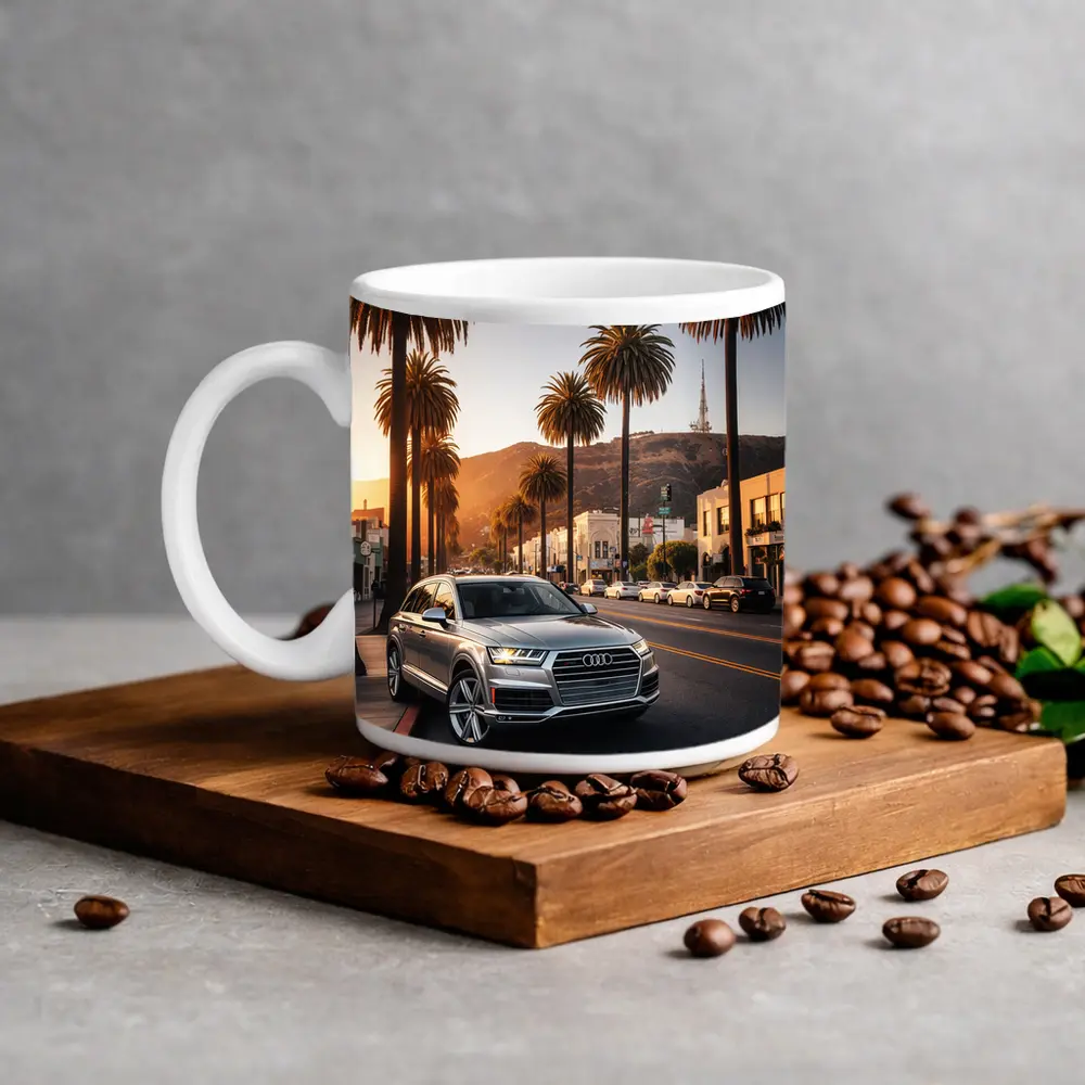 Audi Q7 Silver SUV Los Angeles Sunset – Mugs