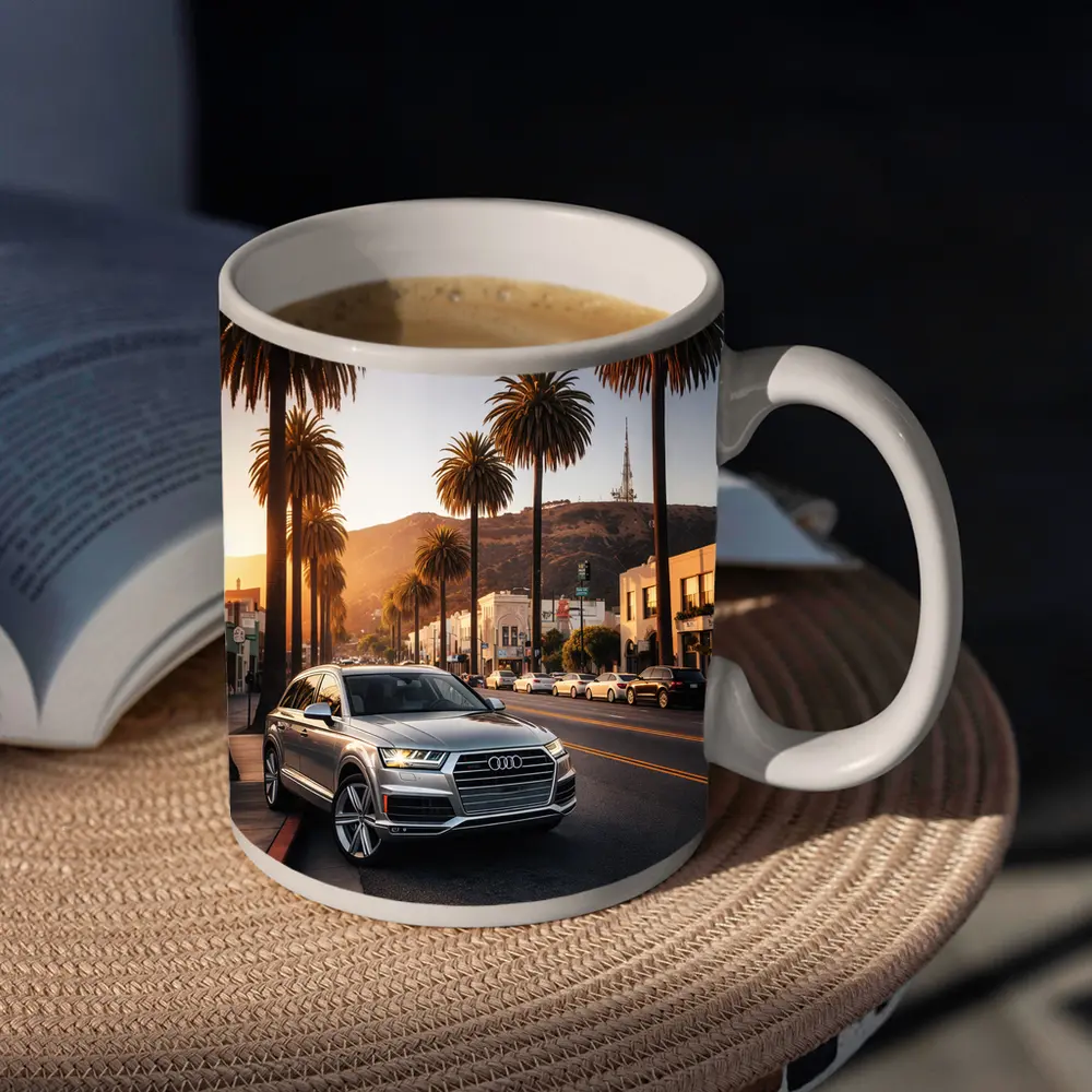 Audi Q7 Silver SUV Los Angeles Sunset – Mugs