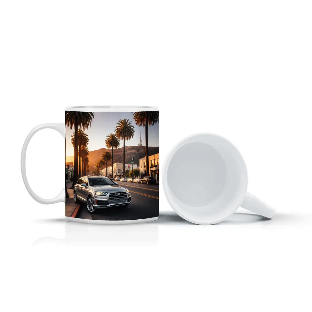 Audi Q7 Silver SUV Los Angeles Sunset – Mugs