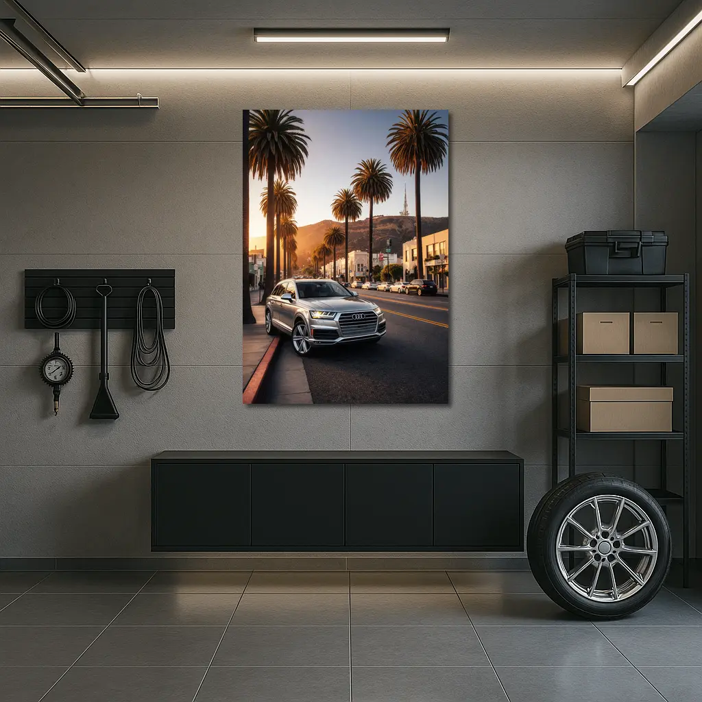 Audi Q7 Silver SUV Los Angeles Sunset – Wall Art