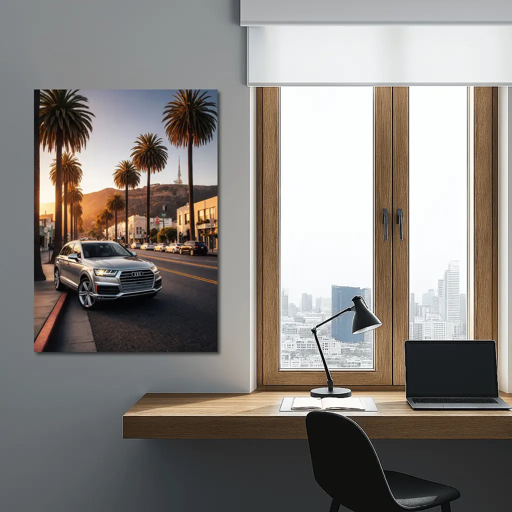 Audi Q7 Silver SUV Los Angeles Sunset – Wall Art