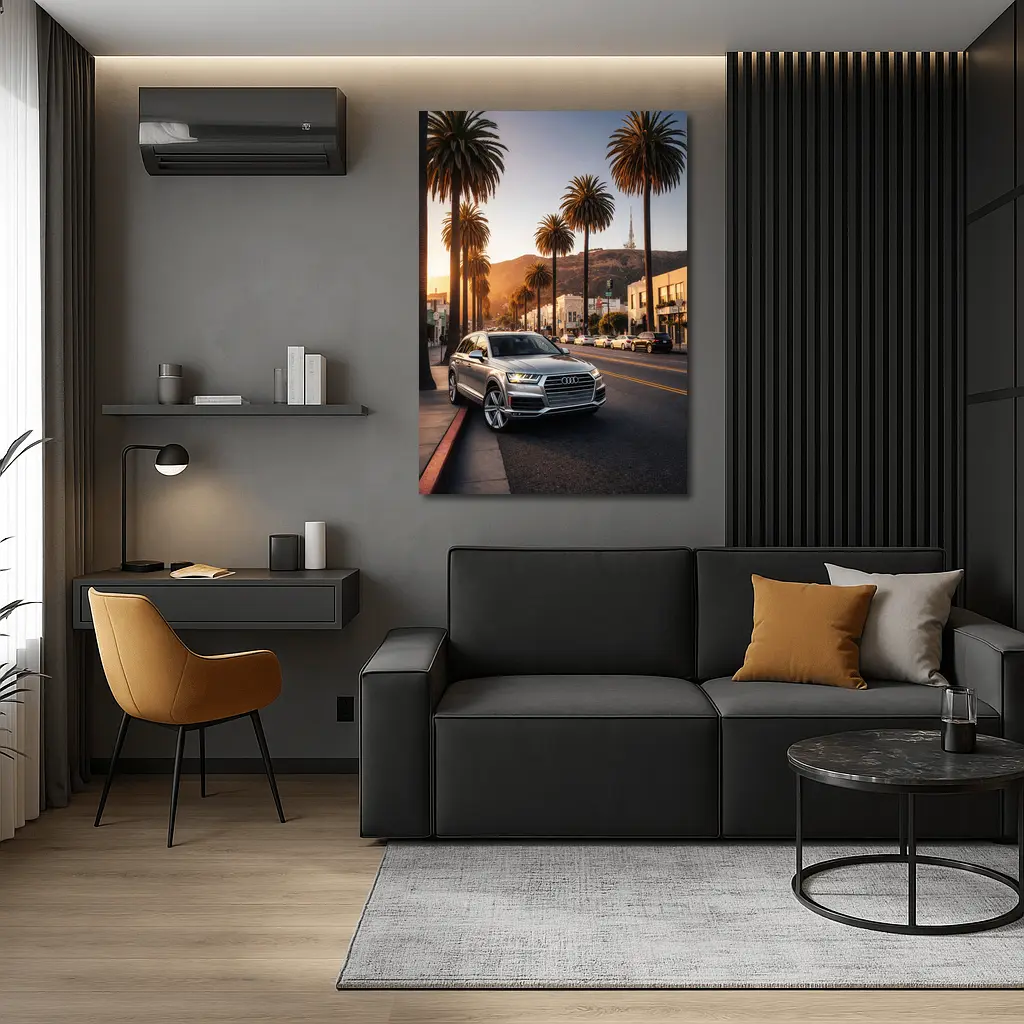 Audi Q7 Silver SUV Los Angeles Sunset – Wall Art