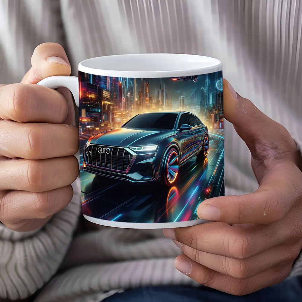 Audi Q8 Neon Futuristic City Night Drive – Mugs