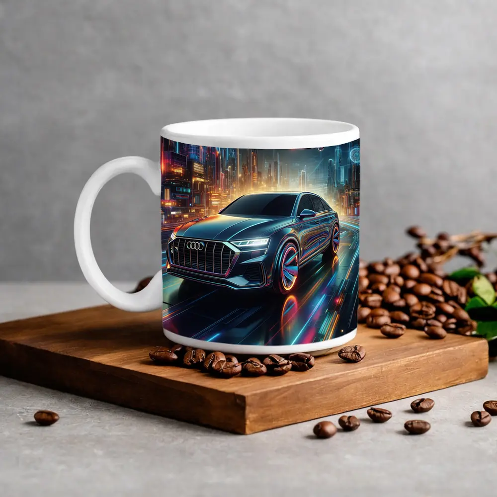 Audi Q8 Neon Futuristic City Night Drive – Mugs