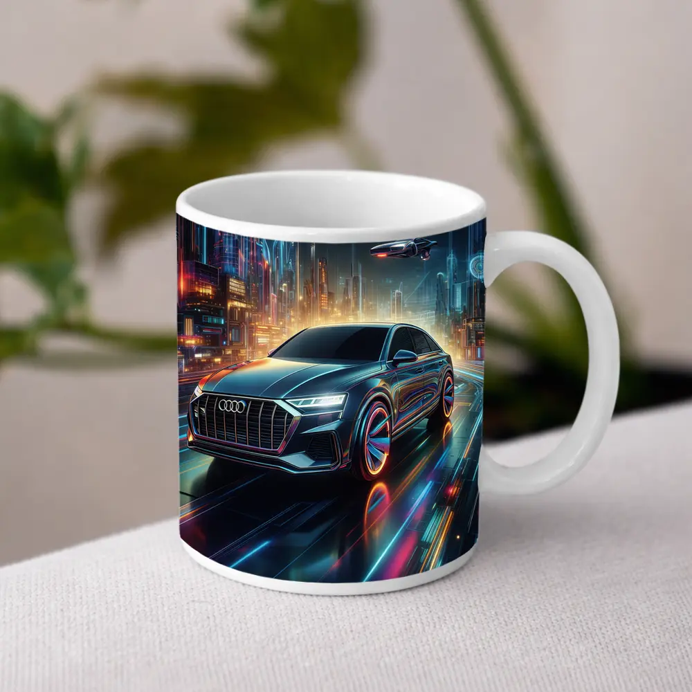 Audi Q8 Neon Futuristic City Night Drive – Mugs