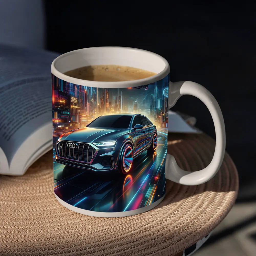 Audi Q8 Neon Futuristic City Night Drive – Mugs
