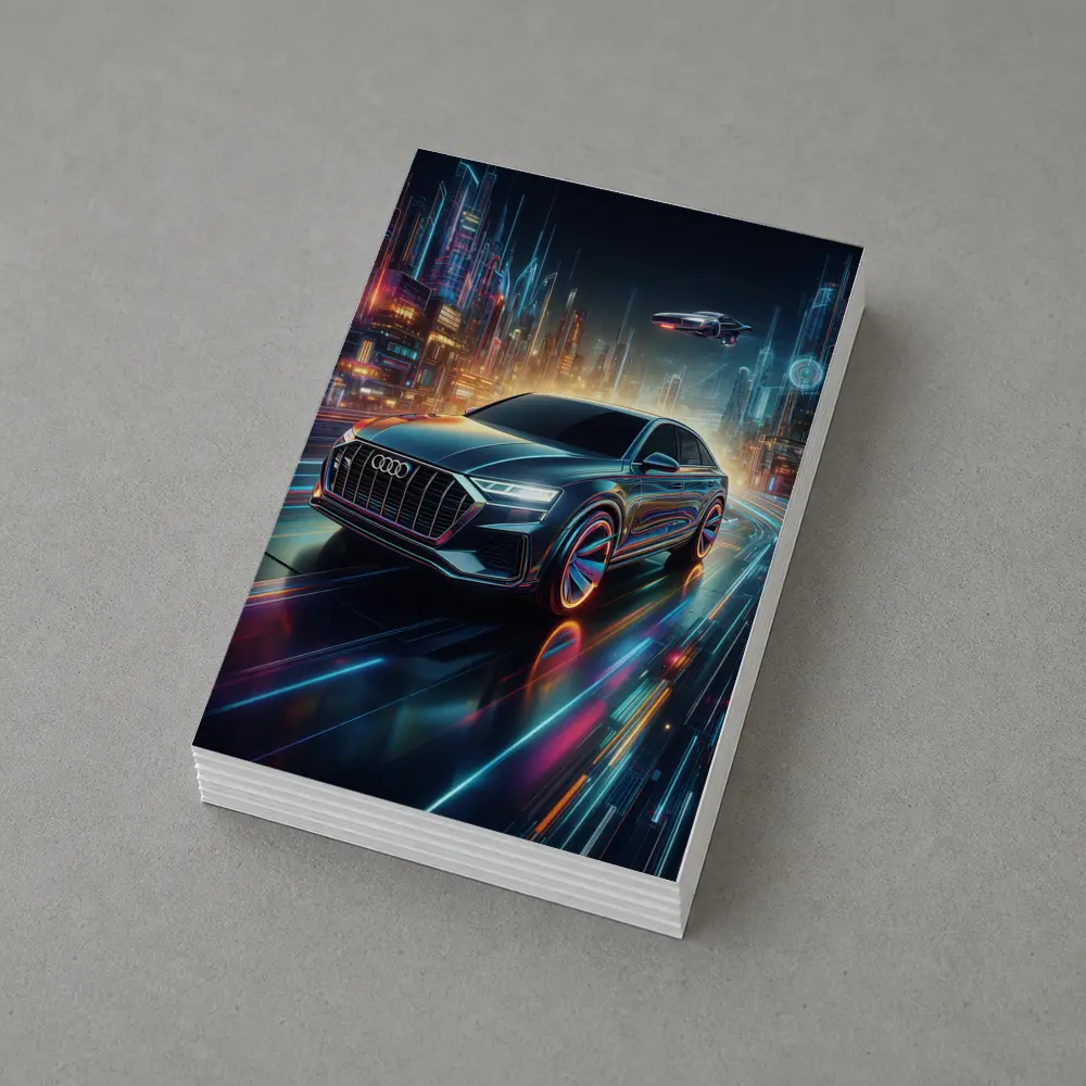 Audi Q8 Neon Futuristic City Night Drive – Postcards