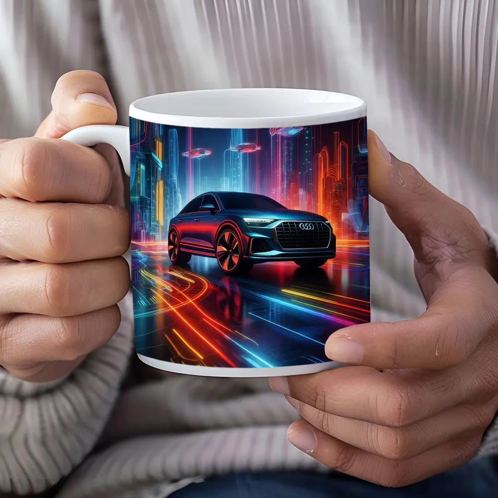 Audi Q8 Neon Futuristic City Night – Mugs