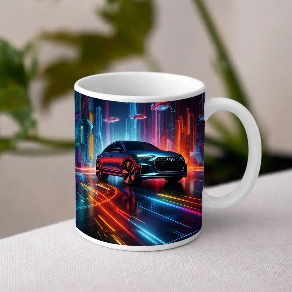 Audi Q8 Neon Futuristic City Night – Mugs