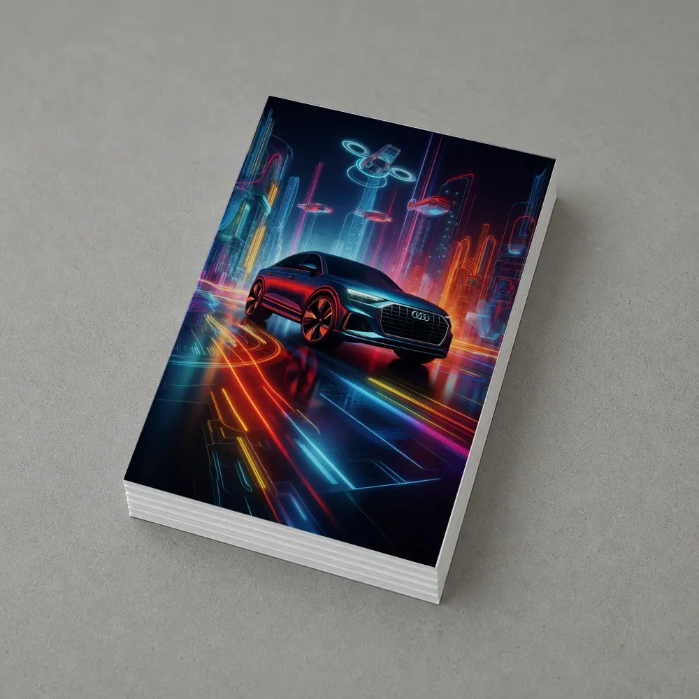 Audi Q8 Neon Futuristic City Night – Postcards