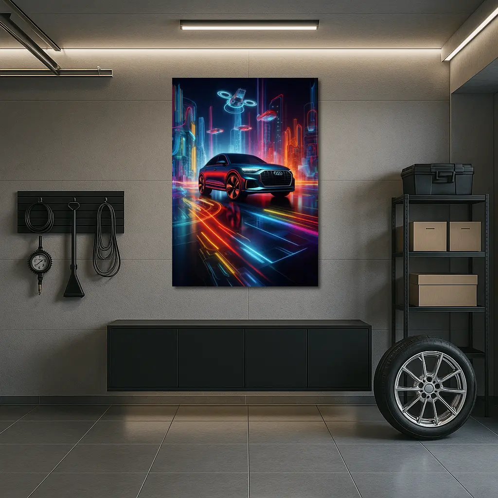 Audi Q8 Neon Futuristic City Night – Wall Art