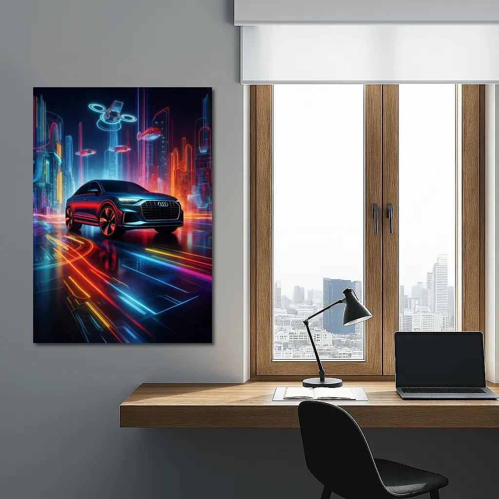Audi Q8 Neon Futuristic City Night – Wall Art