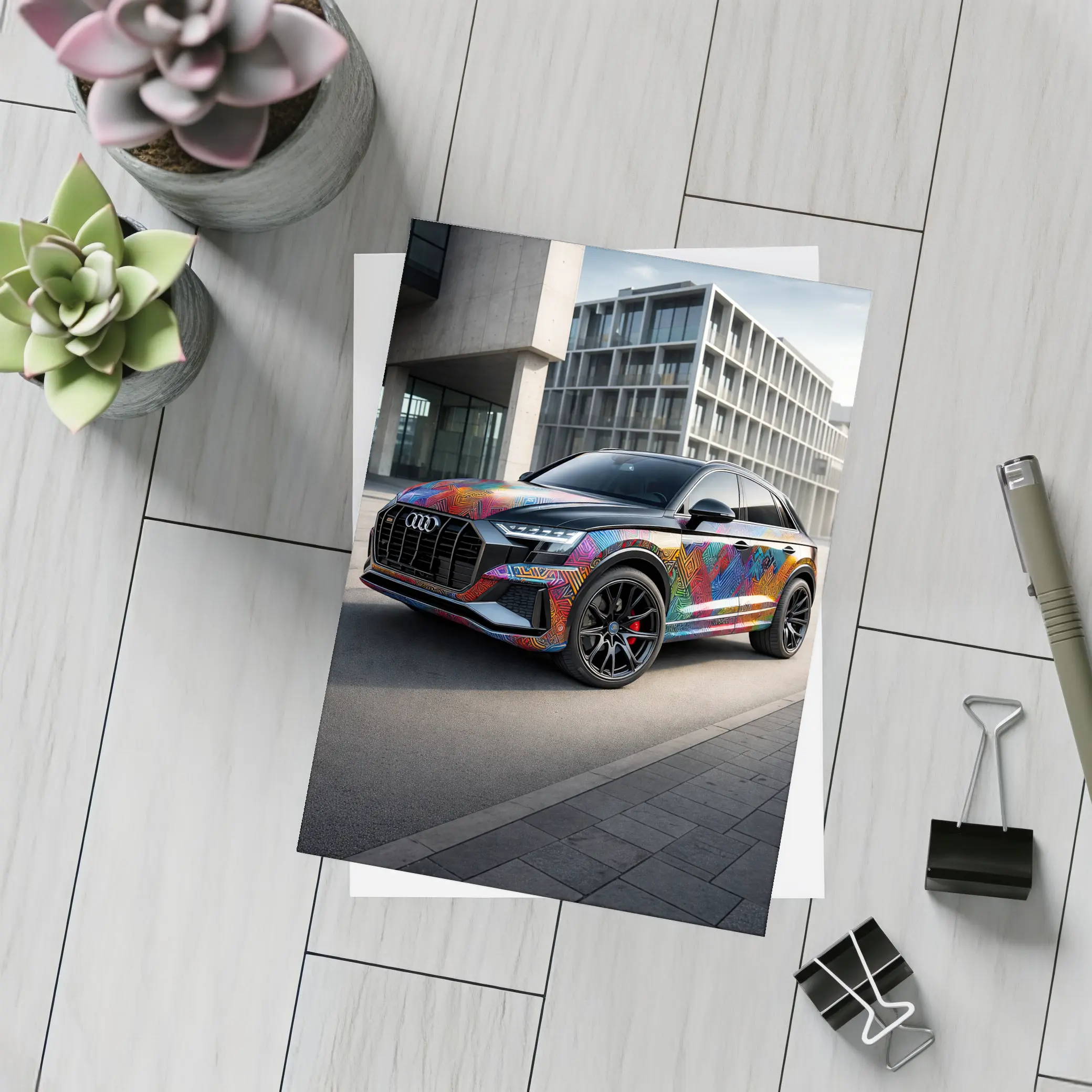 Audi Q8 Colorful Custom Wrap Urban Setting – Postcards
