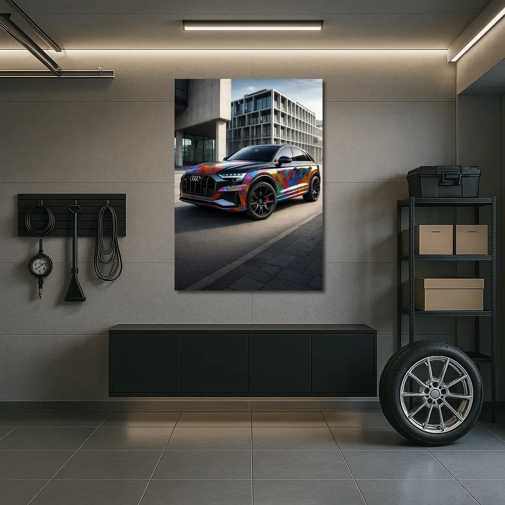 Audi Q8 Colorful Custom Wrap Urban Setting – Wall Art