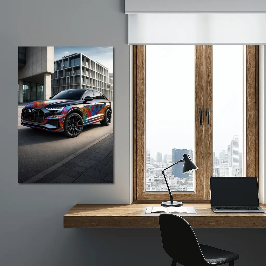 Audi Q8 Colorful Custom Wrap Urban Setting – Wall Art