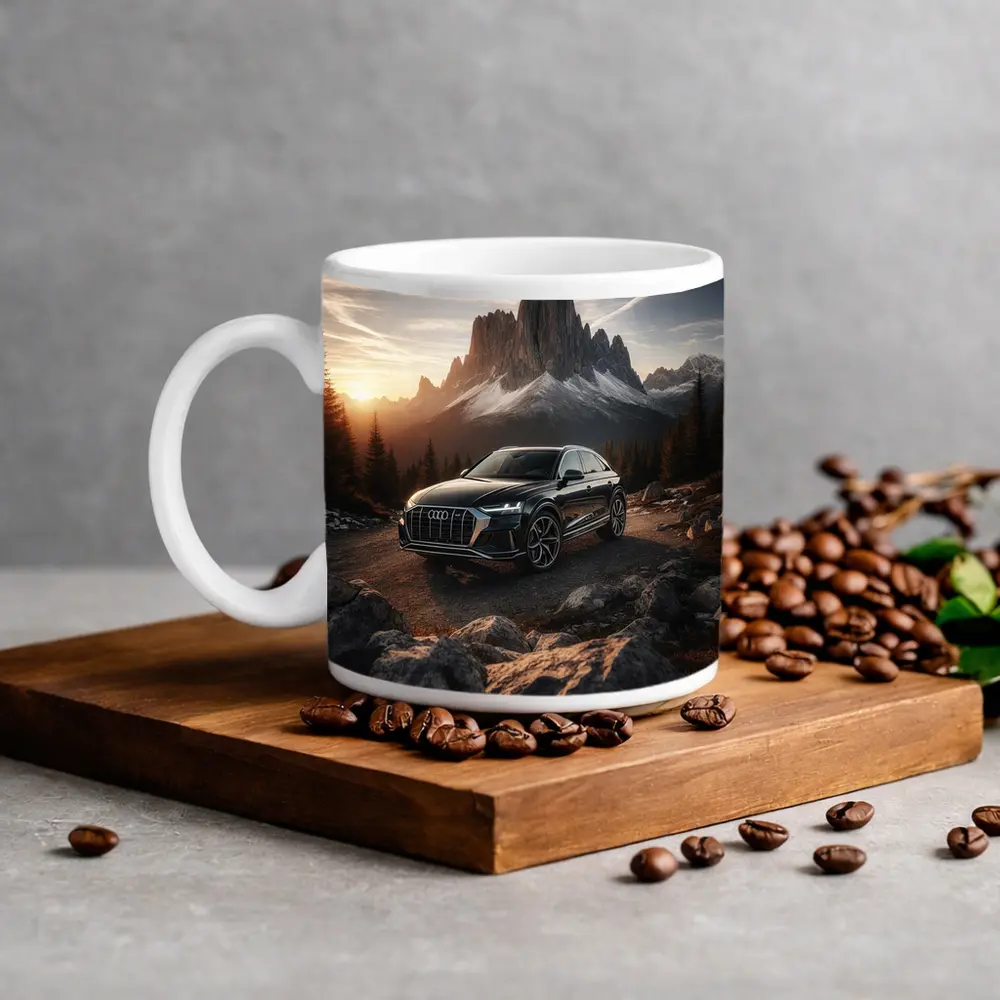 Audi Q8 Parked On Mountain Road Sunset – Mugs