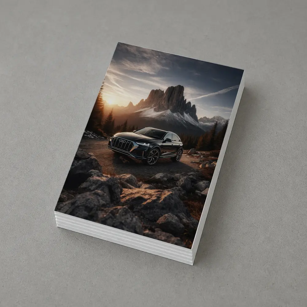 Audi Q8 Parked On Mountain Road Sunset – Postcards