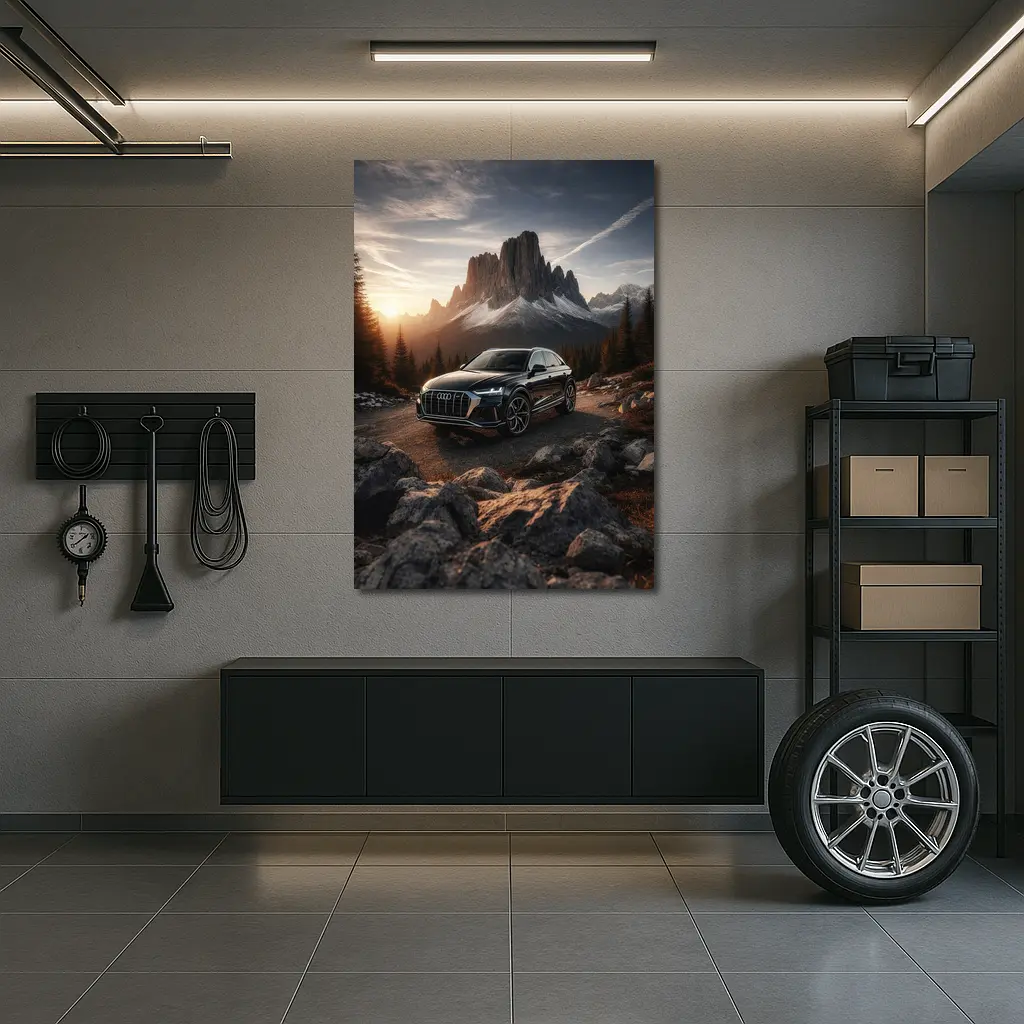 Audi Q8 Parked On Mountain Road Sunset – Wall Art