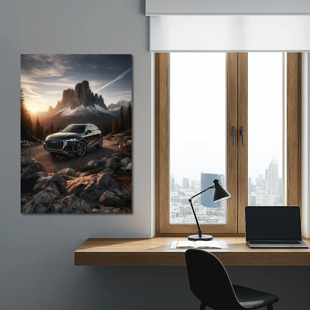 Audi Q8 Parked On Mountain Road Sunset – Wall Art