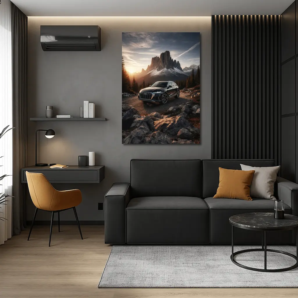 Audi Q8 Parked On Mountain Road Sunset – Wall Art