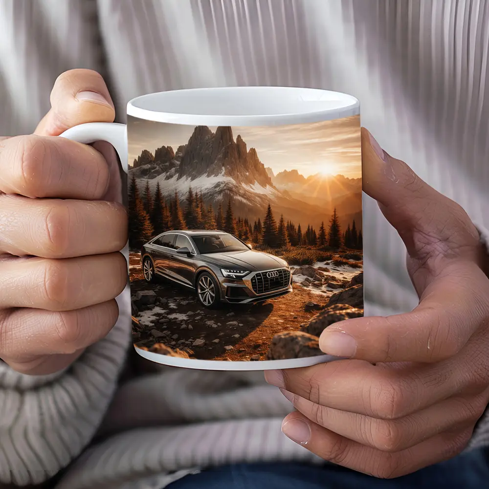 Audi Q8 Parked At Mountain Sunset – Mugs