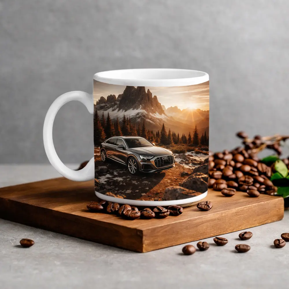 Audi Q8 Parked At Mountain Sunset – Mugs