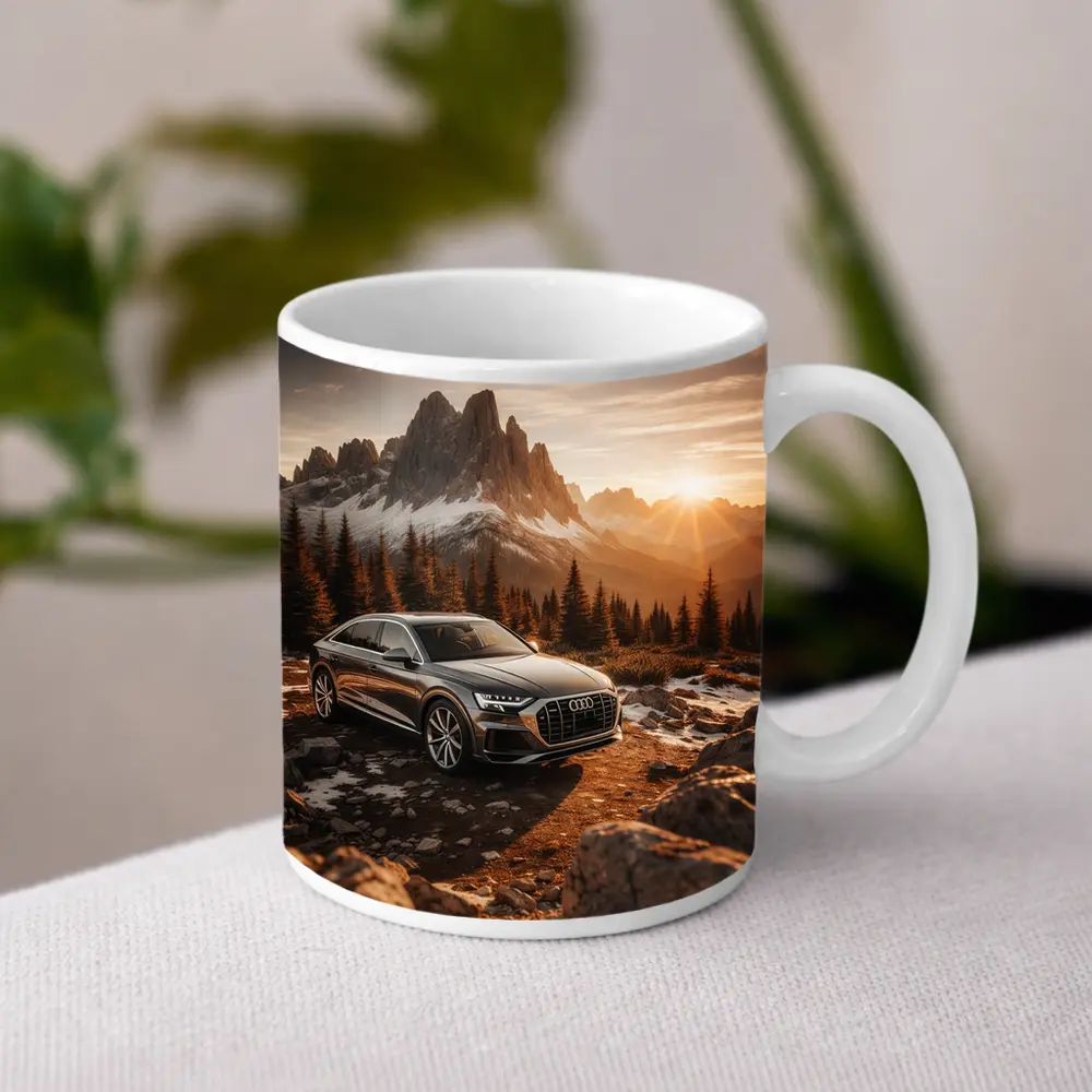 Audi Q8 Parked At Mountain Sunset – Mugs