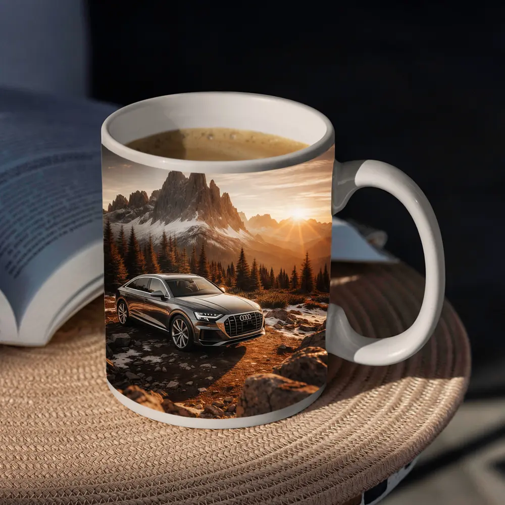 Audi Q8 Parked At Mountain Sunset – Mugs