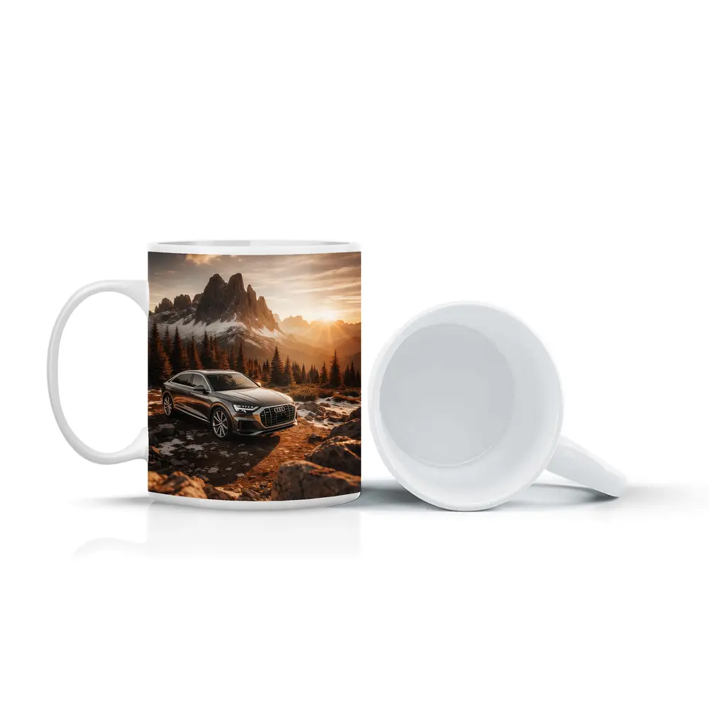 Audi Q8 Parked At Mountain Sunset – Mugs