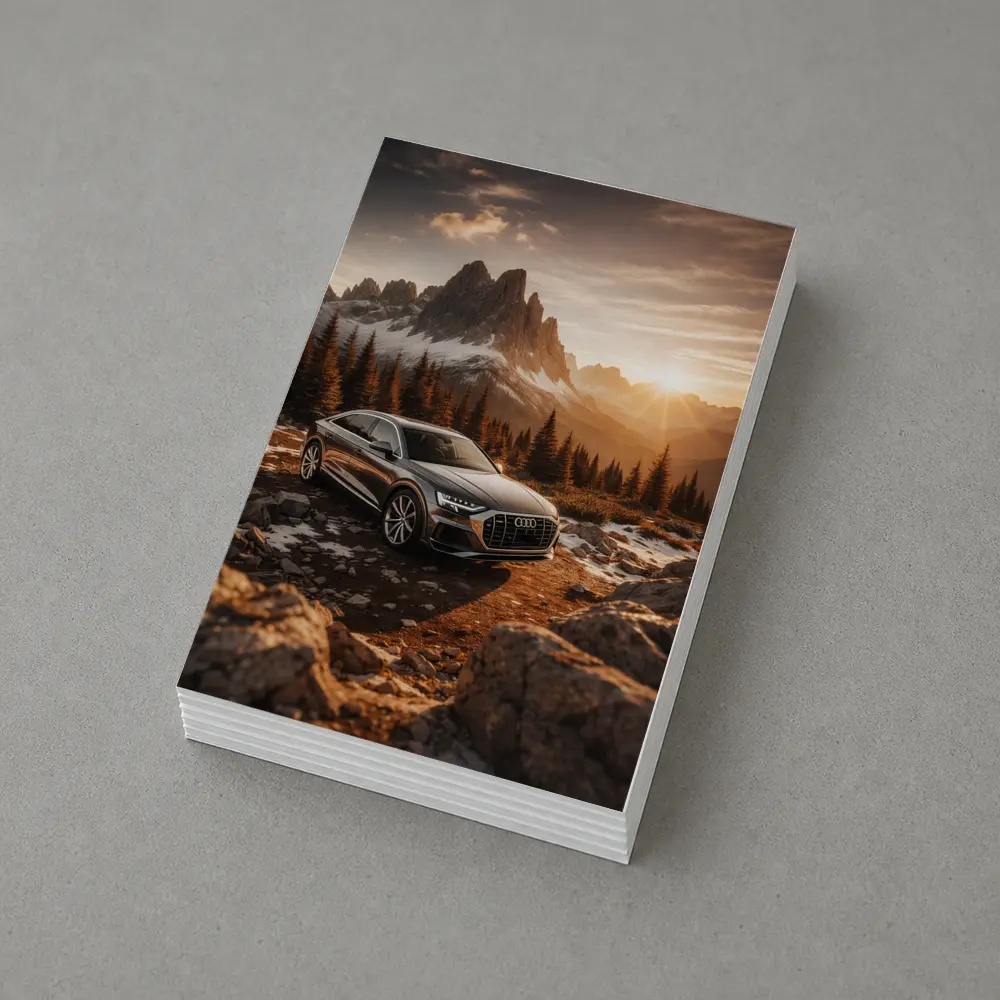 Audi Q8 Parked At Mountain Sunset – Postcards