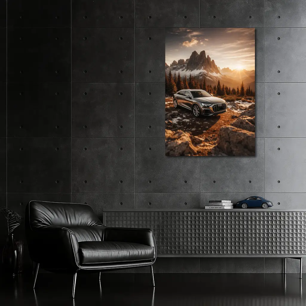 Audi Q8 Parked At Mountain Sunset – Wall Art