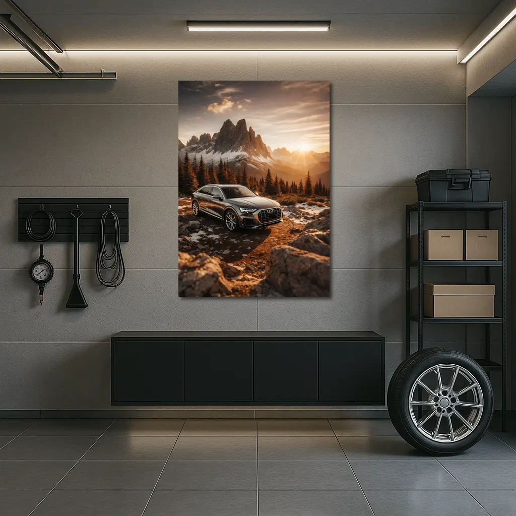Audi Q8 Parked At Mountain Sunset – Wall Art
