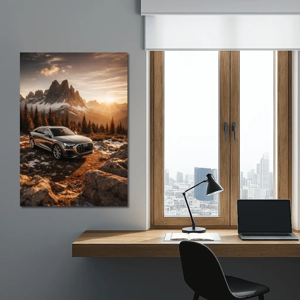 Audi Q8 Parked At Mountain Sunset – Wall Art
