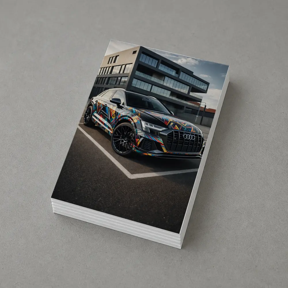 Audi Q8 Colorful Wrap Urban Parking Lot – Postcards