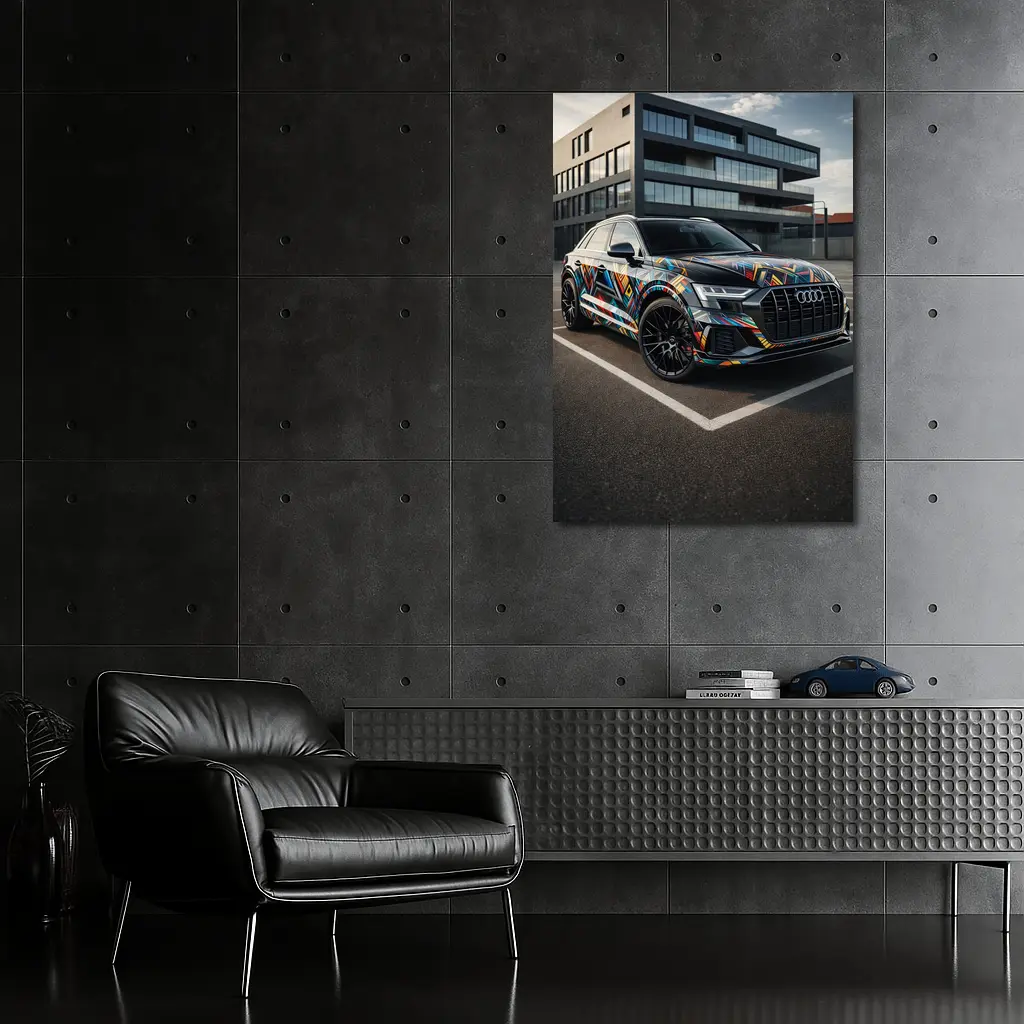Audi Q8 Colorful Wrap Urban Parking Lot – Wall Art