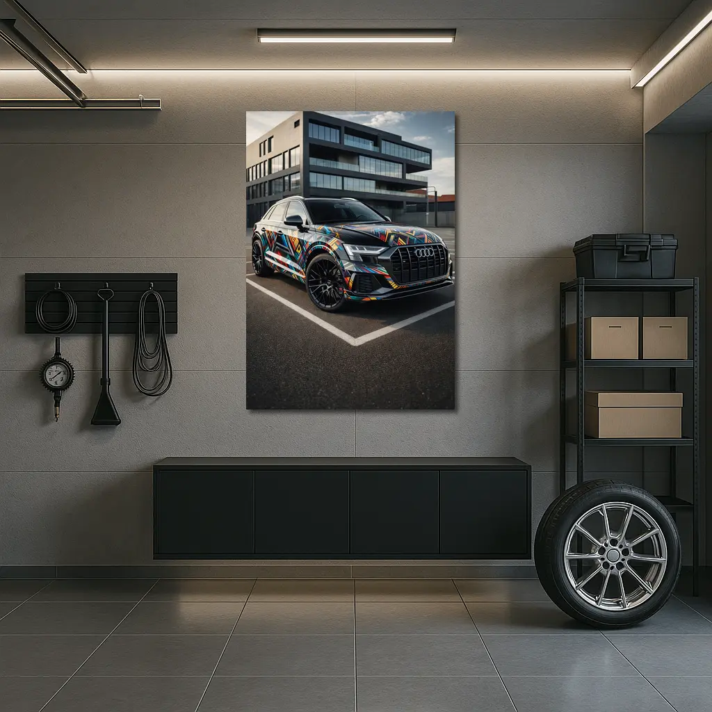 Audi Q8 Colorful Wrap Urban Parking Lot – Wall Art