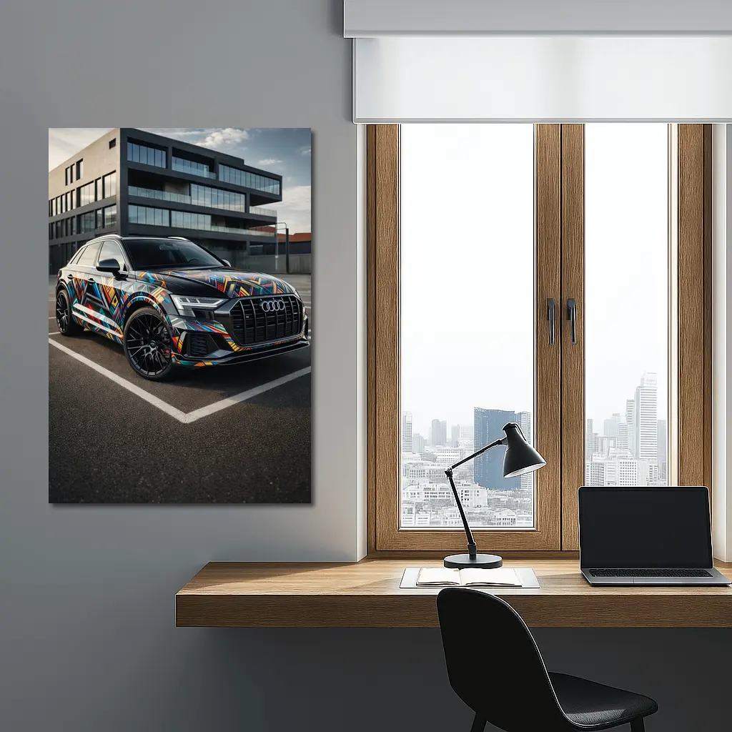 Audi Q8 Colorful Wrap Urban Parking Lot – Wall Art