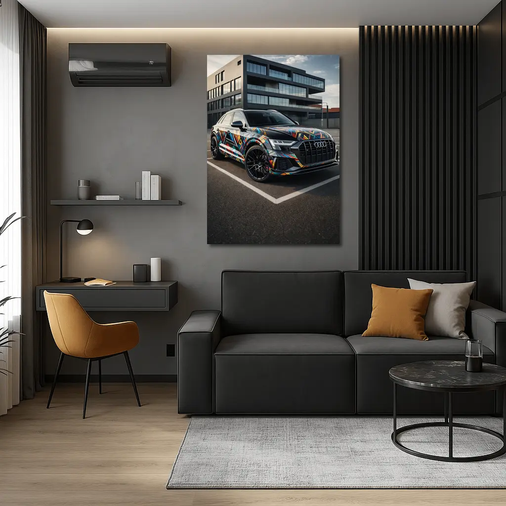 Audi Q8 Colorful Wrap Urban Parking Lot – Wall Art