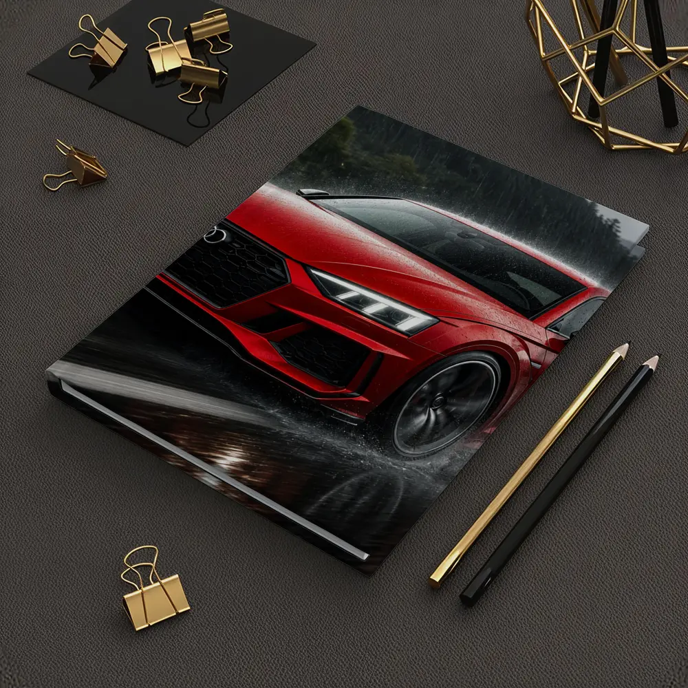 Audi RS5 Red Coupe Driving in Rain – Notebooks