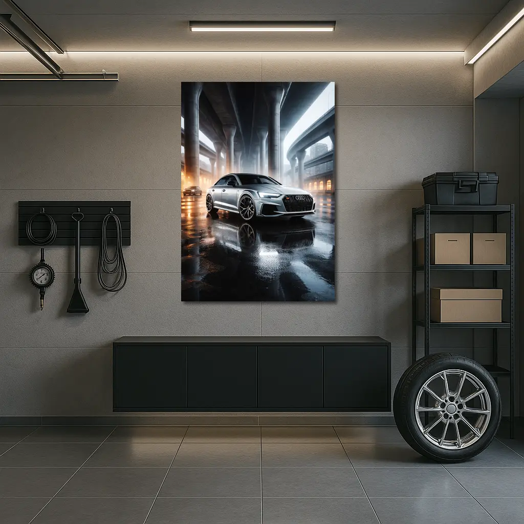 Audi RS Sedan Wet Urban Underpass Night – Wall Art