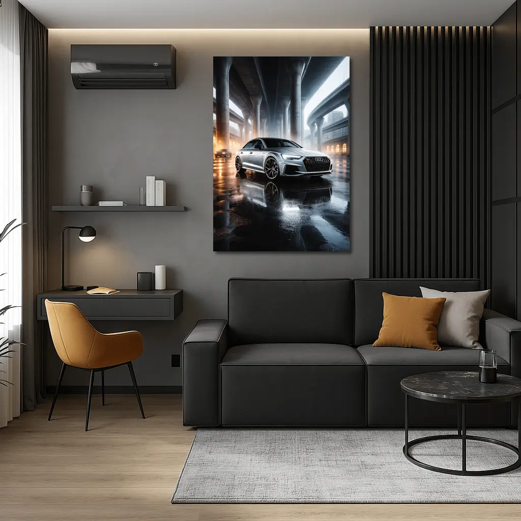 Audi RS Sedan Wet Urban Underpass Night – Wall Art