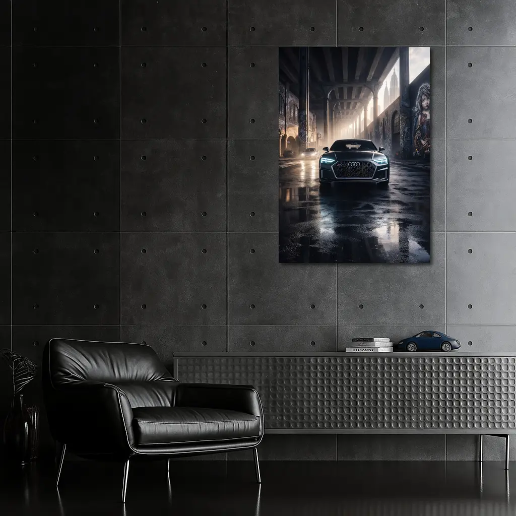 Audi A7 Dark Urban Street Night Scene – Wall Art