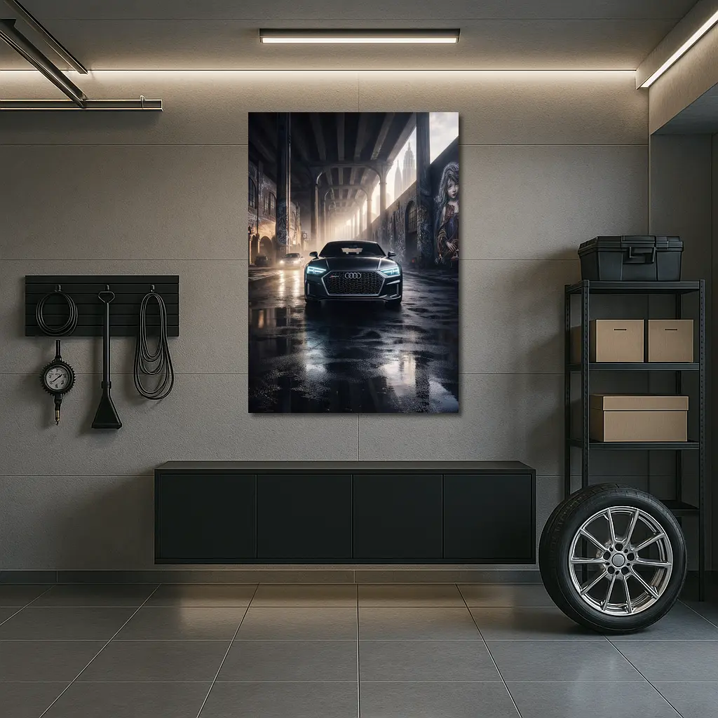Audi A7 Dark Urban Street Night Scene – Wall Art