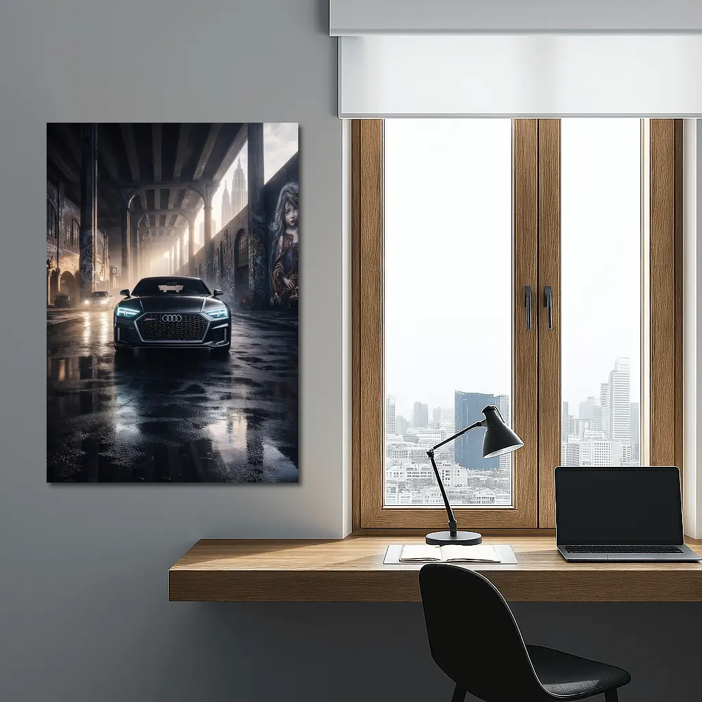 Audi A7 Dark Urban Street Night Scene – Wall Art